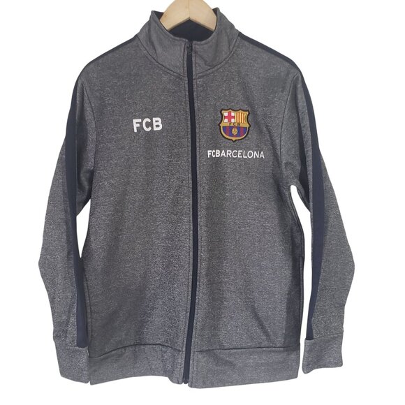 FCB Barcelona Mens Football Soccer Warm Up Full Zip Gray Track Jacket Size M - Picture 1 of 7